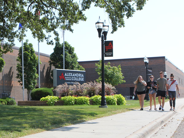 Students walking on campus